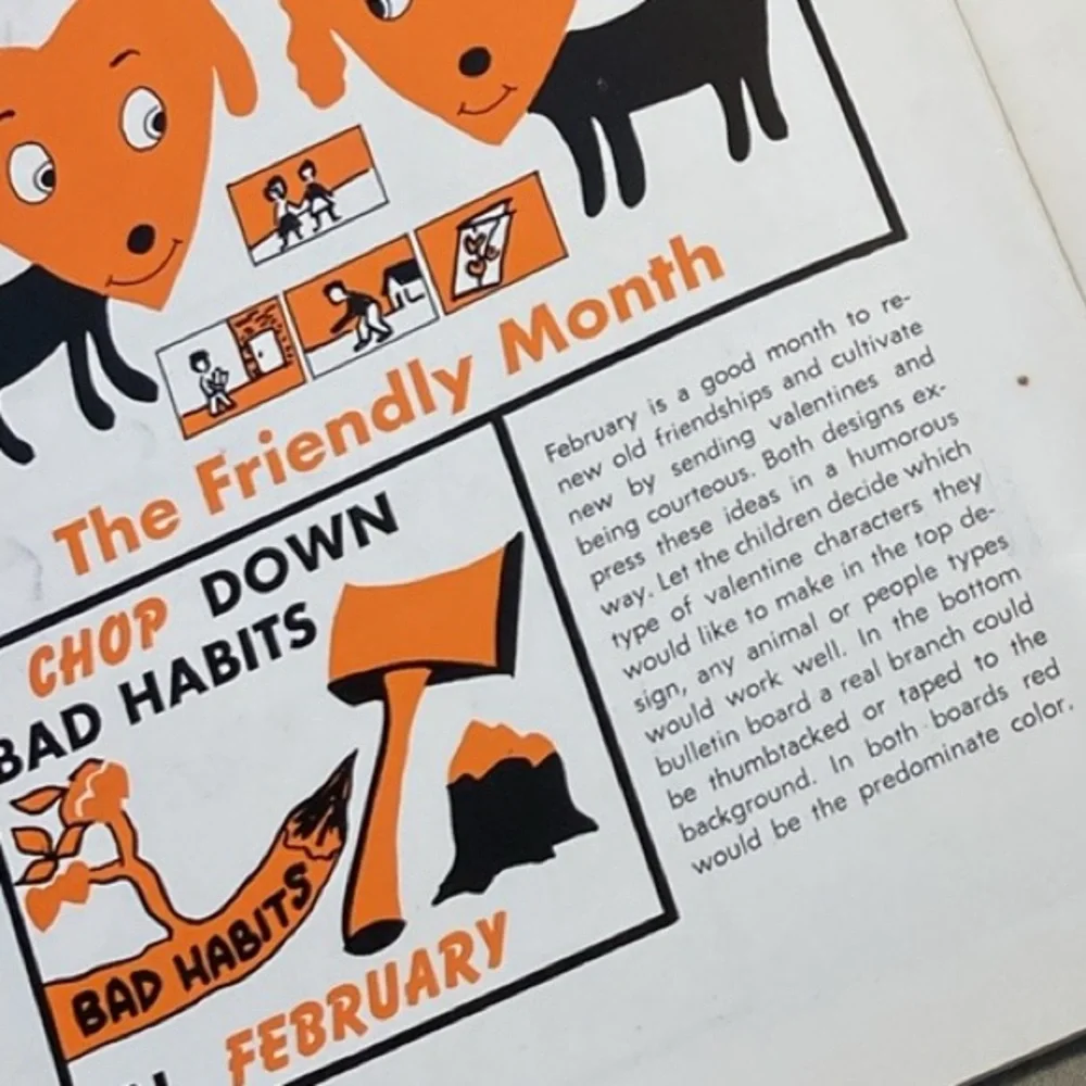 Vintage 1968 Classroom Bulletin Board Design Book With Color Graphics